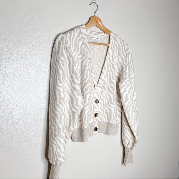 Ulla Johnson | Cici Wool Zebra Balloon Sleeve Cardigan - Picture 8 of 15